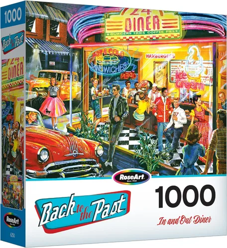 Vista 10 de RoseArt - Regreso al pasado - Televisión nocturna familiar - Rompecabezas de 1000 piezas para adultos