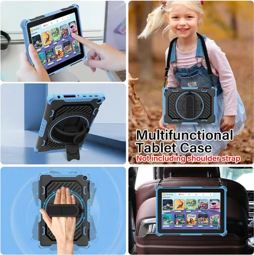 Vista 4 de ROISKIN Funda para tableta Amazon Kindle Fire HD 8 y HD 8 Plus de 12ª/10ª generación versión 2024/2022/2020 para niños con soporte giratorio de 360