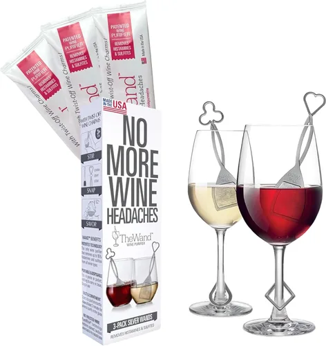 Vista 2 de PureWine The Wand Purificador de Vino - Filtros de vino tinto y blanco para histaminas y sulfitos, varitas eliminadoras de sulfitos, ayuda