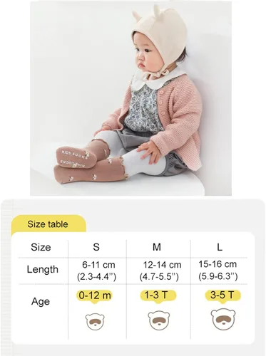 Vista 7 de Calcetines antideslizantes para bebés, calcetines cálidos y gruesos antideslizantes para niñas, niños y recién nacidos, 5 pares