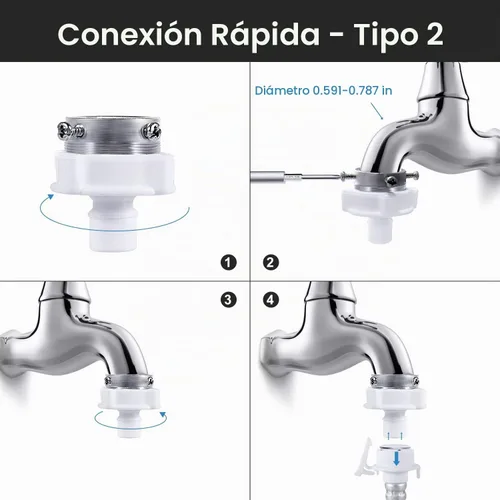 Vista 5 de Mangueras de lavadora, conexión de entrada de agua portátil y línea de suministro, (codo de 90 grados) conexión rápida