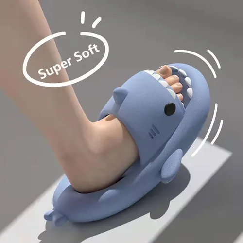 Vista 3 de Sharky Chanclas, Cloud Shark Slides, 2023 Verano Antideslizante Unisex Lindas Pantuflas de Tiburón de dibujos animados Zapatillas de playa suaves