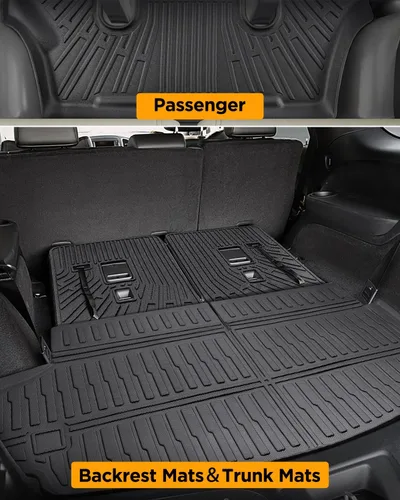 Vista 7 de Alfombrillas para suelo de Dodge Durango 2016-2025 2026 de 6 asientos, protector de carga para todo tipo de clima, TPE resistente, impermeable
