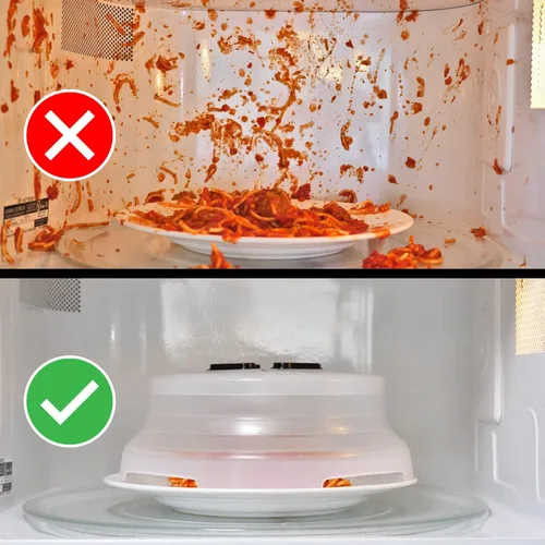 Vista 5 de HOVER COVER Tapa protectora magnética contra salpicaduras, tapa de 10 pulgadas transparente libre de BPA para alimentos, protector de plato