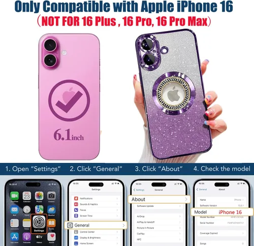 Vista 433 de Misscase Funda magnética con purpurina para iPhone 11 compatible con MagSafe, protección completa, delgada, a prueba de golpes, antiarañazos