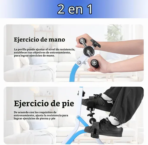 Vista 3 de Bicicleta estática de pedal para personas mayores, bicicleta de brazo de resistencia ajustable, equipo de ejercicio ligero para manos, brazos