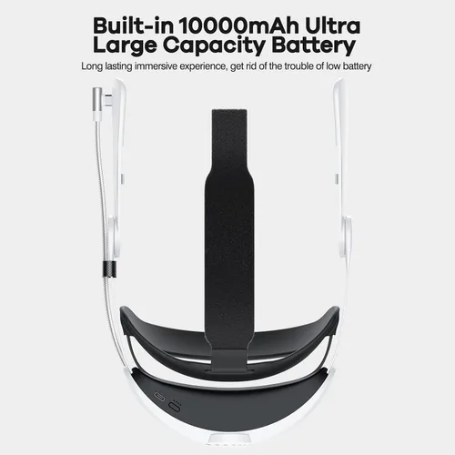 Vista 4 de Battery Head Strap for Oculus Quest 2 Accessories, 10000mAh Battery Pack Elite Strap Replacement for Enhanced Comfort Support and Playtime in VR