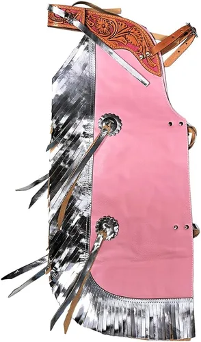 Vista 11 de HILASON Pro Rodeo Bull Riding Chaps de piel sintética juvenil verde oliva base verde oliva Chaps de montar toros Western Chaps cuero Western