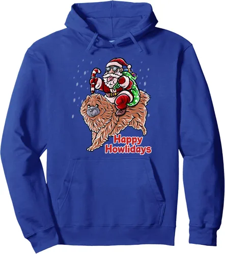Vista 4 de Chow Chow Santa Claus Hat Merry Christmas Dog X-Mas Dogs Pullover Hoodie