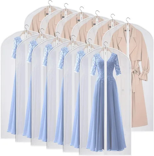 Vista 17 de Fundas para Hombros para Colgar Ropa (Juego de 10) Fundas Transpirables Antipolvo para Prendas Protectores de Ropa para Closet con Fuelle de 2