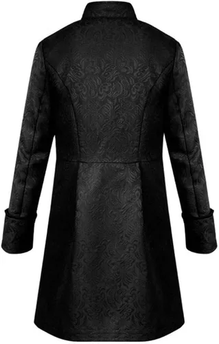 Vista 2 de Abrigo medieval steampunk con cuello alto para hombre (negro, S), Negro