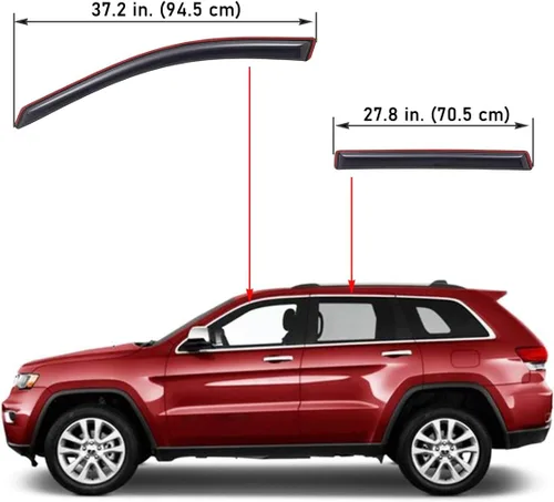 Vista 2 de Lightronic Visera de ventana de ventilación automática con clip extra duradero, se adapta a Jeep Cherokee 2014-2023, protección UV, deflector