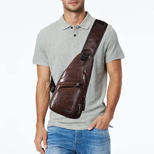 Vista 5 de Seoky Rop Bolso bandolera para hombre con puerto de carga USB