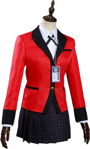 Vista 3 de Womens Kakegurui Cosplay Costume Yumeko Jabami Outfit Uniform Skirt Suit Full Set