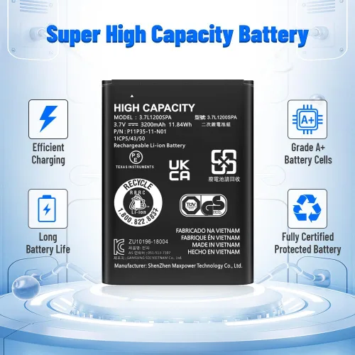Vista 6 de TI 84 Plus - Batería CE, repuesto para Texas Instruments TI-84 Plus CE, parte no 3.7L1200SPA, P11P35-11-N01 3.7V 3200mAh