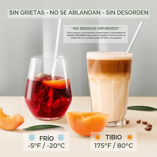 Vista 3 de EcoPreps - Pajitas desechables de fibra de bambú biodegradable, 150 unidades, 7.8 pulgadas 100% Compostable, Eco-Friendly Drinking Straw
