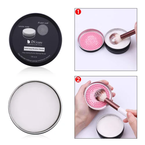 Vista 5 de DUcare Limpiador de Brochas de Maquillaje Champú Jabón Sólido Tapete de Limpieza de Brochas Elimina Color Cosmético Almohadilla Limpiadora