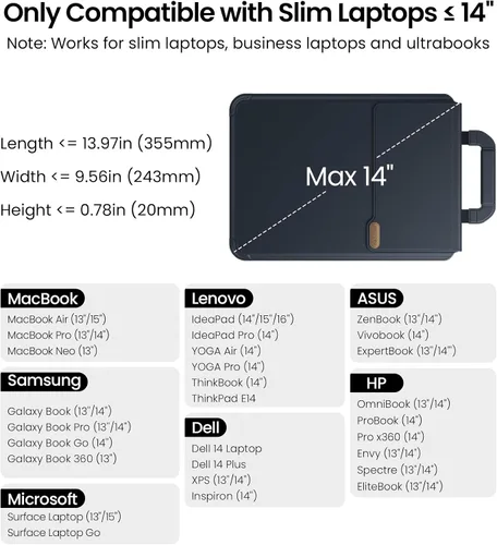 Vista 9 de Nillkin 14 inch Laptop Sleeve with Stand (4-in-1), 2 Stand Modes, Mouse Pad Negro