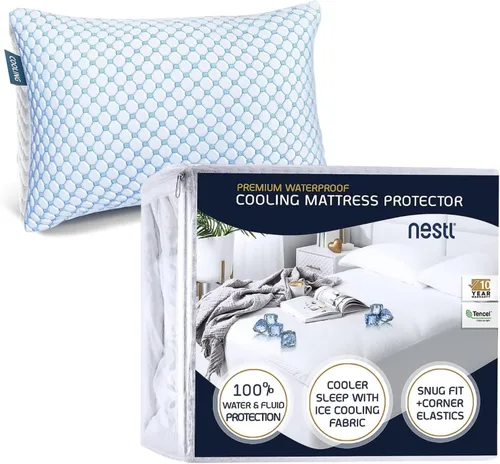 Vista 11 de Nestl Protector de colchón de tamaño matrimonial – Protector de colchón de enfriamiento de alta calidad, protector de colchón impermeable