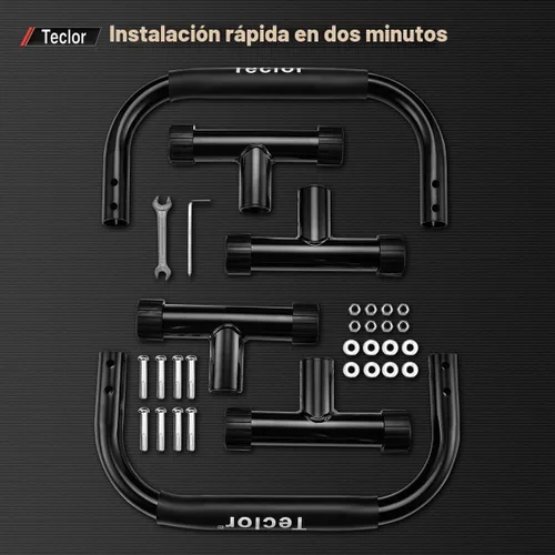 Vista 6 de Teclor Barra de flexión, barras paralelas para L-sit & Dip, soporte de barras paralelas que no se tambalean para paradas de manos, plancha completa