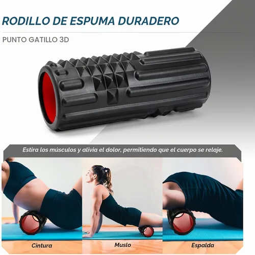 Vista 3 de Juego de rodillos de espuma 5 en 1, rodillo de ejercicio Rodillo de masaje de tejido profundo, bola de masaje, banda de resistencia para pilates