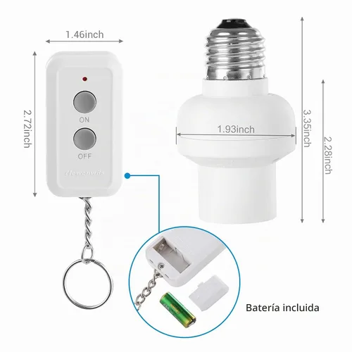 Vista 7 de DEWENWILS Enchufe de bombilla de control remoto, kit de interruptor de enchufe de bombillas inalámbricas con controlador, base E26/E27 para lámpara