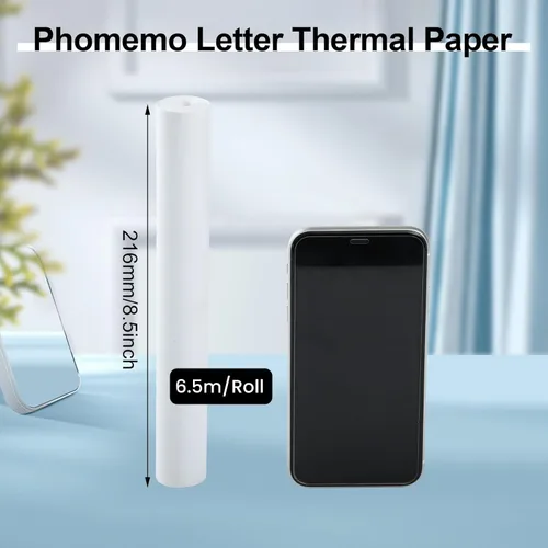 Vista 6 de 2 rollos de papel térmico Phomemo de 8.5 x 11 pulgadas, tamaño carta de EE. UU., impresión térmica avanzada, papel en rollo compatible con impresora