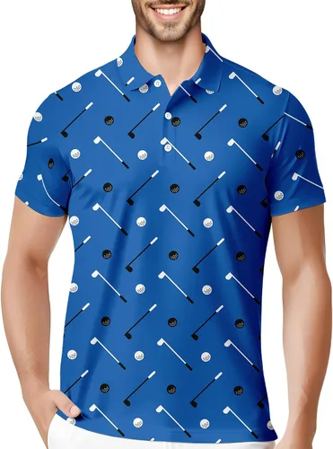 Vista 13 de HIVICHI Camisas de golf divertidas para hombre con patrón estampado loco colorido y novedad de alto rendimiento que absorbe la humedad, camisa tipo