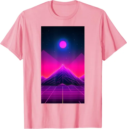 Vista 28 de Retrowave Mountain 80s Vaporwave Synthwave T-Shirt Negro