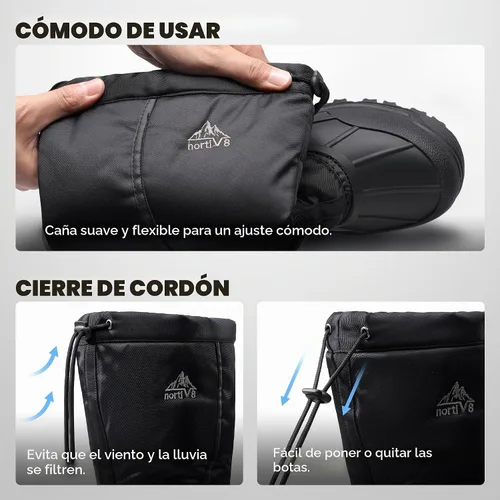 Vista 5 de NORTIV 8 Botas de nieve de invierno impermeables para hombre, con forro de piel aislada, ligeras, altas para exteriores Negro