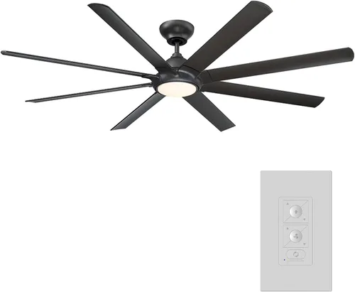 Vista 2 de Modern Forms Hydra - Ventilador de techo inteligente de 8 aspas para interiores y exteriores, 80 pulgadas, bronce con kit de luz LED de 3000 K