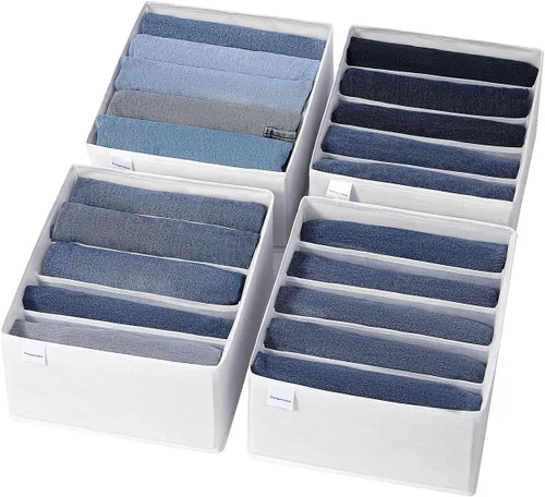 Vista 11 de Organizadores de cajones para jeans y ropa, caja de almacenamiento de armario de 5 compartimentos, organizador de ropa lavable para ropa plegada