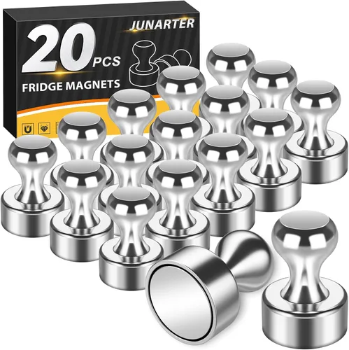 Vista 16 de Paquete de 20 Chinchetas Magnéticas, Imanes Negros Fuertes para Refrigerador, Imanes para Pizarra Blanca, Imanes para Refrigerador Fuertes, Imanes