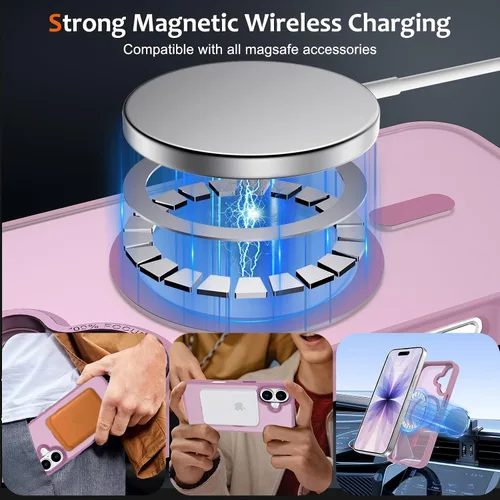 Vista 615 de Anuck - Funda magnética para iPhone 11 compatible con MagSafe, carcasa trasera mate translúcida dura, borde de TPU, delgada, resistente a impactos