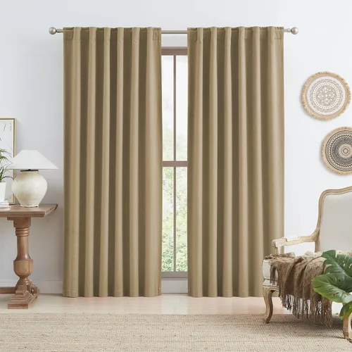 Vista 86 de KEQIAOSUOCAI - Cortinas opacas naturales de 108 pulgadas de largo, cortinas modernas con pestaña trasera, paneles plisados para sistema de cortina