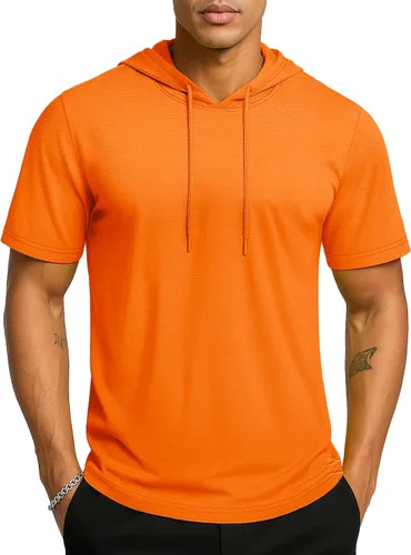 Vista 10 de TACVASEN Short Sleeve Hoodies for Men Cotton Hoodies Summer Sweatshirt Lightweight Breathable Workout Shirts Pullover Verde militar