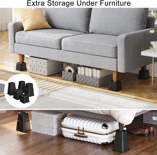 Vista 6 de TOPROAD Elevadores de muebles de cama ajustables, elevadores de cama apilables en alturas de 4, 6 o 9 pulgadas, elevadores de muebles resistentes