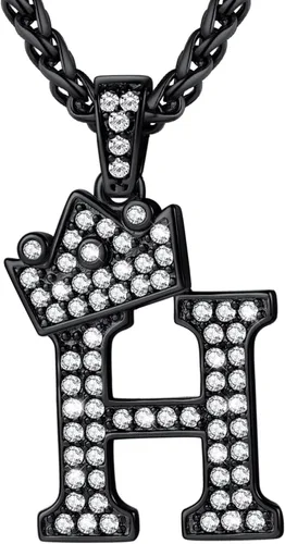 Vista 23 de U7 Crown Initial Number Necklace for Men Women A-Z Letter Pendant Chain a. Oro