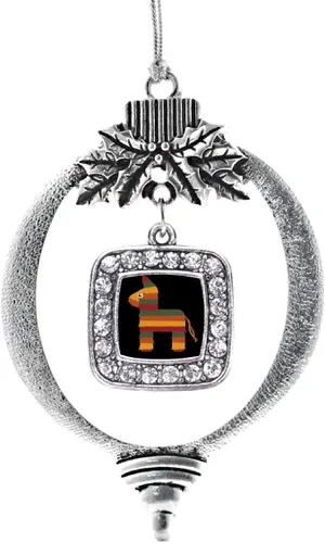 Vista 78 de Inspired Silver - Nana púrpura - Adorno de Navidad plateado - Adorno cuadrado para árbol de Navidad con circonita cúbica - Decoración colgante