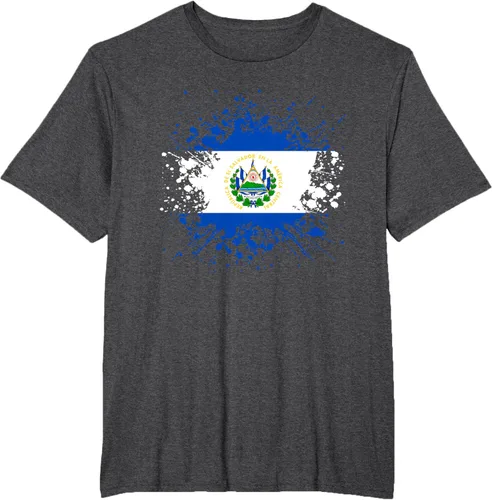 Vista 10 de Camiseta Salvador Patrimonio de la Familia Salvadoreña País Bandera de El Salvador, Negro