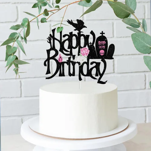 Vista 6 de Decoración para tarta de feliz cumpleaños RIP Twenties – Death to My Twenties RIP to My 20s Dirty 30 Birthday Glitter Cake Topper – Decoración
