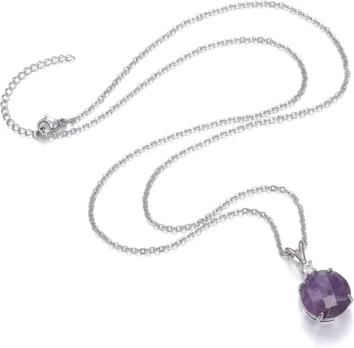 Vista 3 de Top Plaza Collar de piedra de cristal curativo con colgante de piedra preciosa natural con circonita cúbica para mujer, joyería para mamá, novia