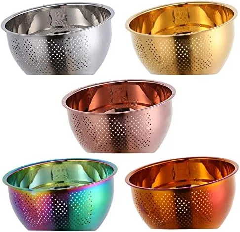 Vista 8 de Meisha - Cuenco de lavado de arroz, colador versátil 3 en 1 de acero inoxidable y colador de cocina con escurridor lateral para arroz, verduras