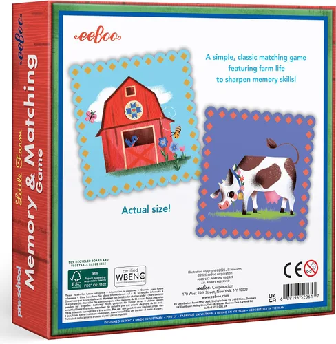 Vista 2 de eeBoo: Juego de memoria y coincidencia - Little Farm - 10 pares, desarrolla habilidades de reconocimiento, concentración, memoria y vocabulario, a
