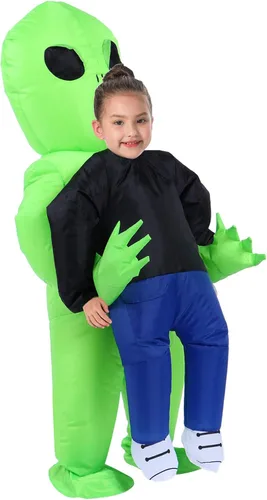 Vista 4 de YEAHBEER Disfraz inflable de jinete de alienígena para Halloween para adultos y niños, disfraz inflable de fiesta de cosplay