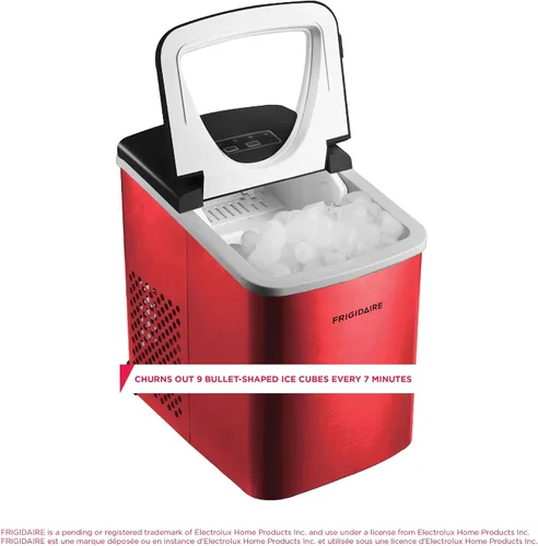 Vista 2 de Frigidaire 26 Lbs per Day Portable Compact Maker, Ice Making Machine, Red Stainless, Medium INOXIDABLE ROJ