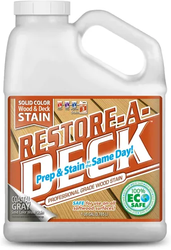 Vista 4 de Restore-A-Deck - Tinte de color sólido para cubiertas y madera exterior (1 galón, gris pardo desierto)
