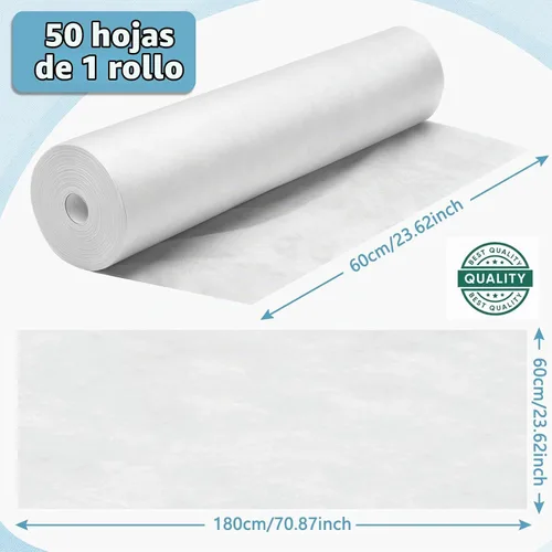 Vista 2 de Tudomro 1 rollo de sábanas desechables no tejidas cubiertas de papel para mesa de masaje, sábanas de masaje de tela no tejida, cubierta de cama
