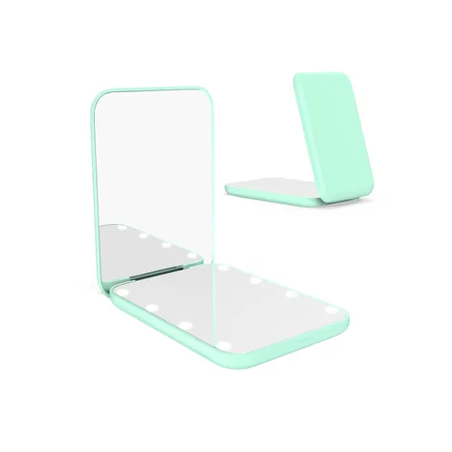 Vista 9 de WOBSION Espejo pequeño con luces, espejo de maquillaje compacto LED, mini espejo de viaje 1x/3x con aumento, portátil para bolso, bolsillo, regalos