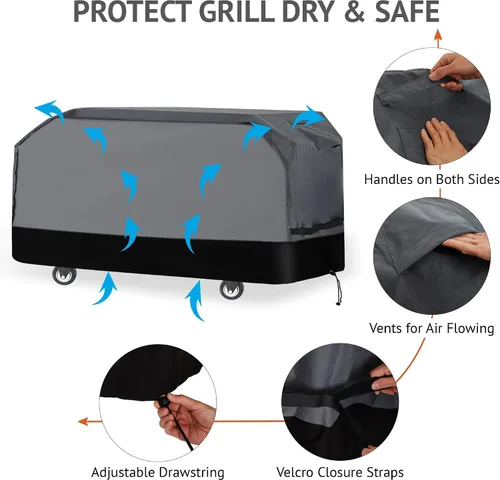 Vista 6 de Cubierta de parrilla resistente para Blackstone de 36 pulgadas, Royal Gourmet Cubierta gruesa Oxford 600D impermeable, resistente a los rayos UV